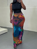 Colored Print Skirt