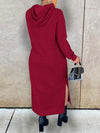 Solid Slit Hoodie Dress (3 Colors)