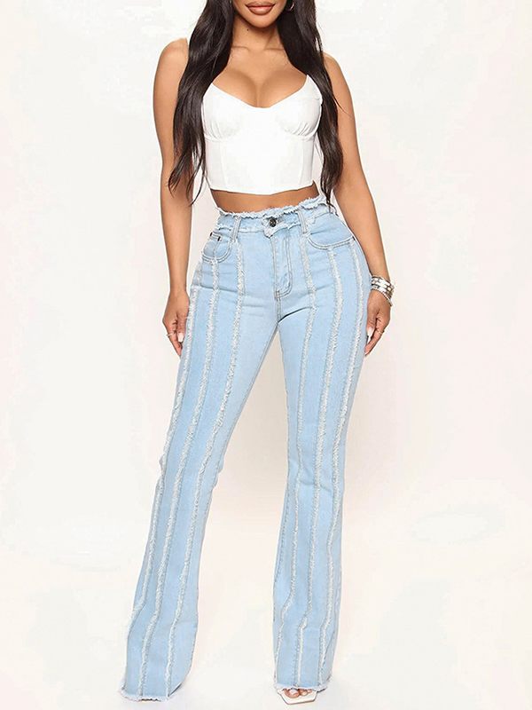 Frayed Seam Flared Jeans