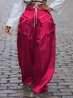 Wide-Leg Pants with Detachable Pockets--Clearance